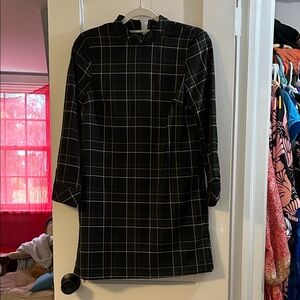 Zara Black plaid Long Sleeve Dress with matching pants set